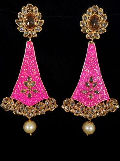 Reverse Ad Earrings With Meenakari Work